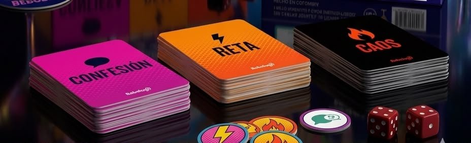 Cartas y caja reales de Bebology sobre la mesa